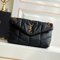 Saint Laurent Small Loulou Puffer Bag In Quilted Lambskin Black/Gold