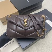Saint Laurent Small Loulou Puffer Bag In Quilted Lambskin Coffee/Gold