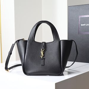 Saint Laurent Baby LE 5 A 7 Bea Tote In Grained Leather Black/Gold