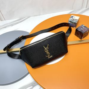 Saint Laurent Cassandre Belt Bag In Grain De Poudre Leather Black/Gold