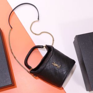 Saint Laurent Gaby Bucket Bag In Lambskin Black/Gold