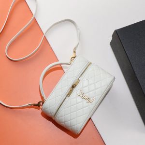 Saint Laurent Gaby Vanity Bag In Quilted Lambskin White/Gold