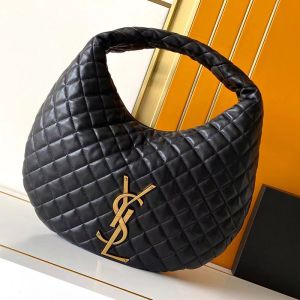 Saint Laurent Icare Hobo Bag In Quilted Nappa Lambskin Black/Gold