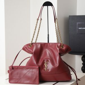 Saint Laurent Jamie Shopping Bag In Lambskin Burgundy/Gold