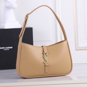 Saint Laurent Le 5 A 7 Hobo Bag In Smooth Leather Apricot/Gold