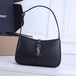 Saint Laurent Le 5 A 7 Hobo Bag In Smooth Leather Black/Silver