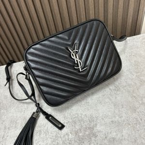 Saint Laurent Lou Camera Bag In Matelasse Leather Black/Silver