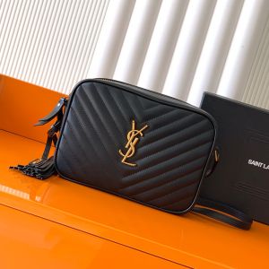 Saint Laurent Lou Camera Bag In Quilted Leather Black/Gold