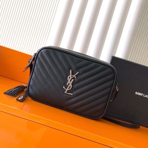 Saint Laurent Lou Camera Bag In Quilted Leather Black/Silver