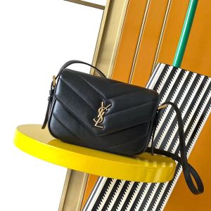 Saint Laurent Toy Loulou Crossbody Bag In Matelasse Lambskin Black/Gold