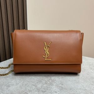 Saint Laurent Medium Kate Reversible Bag In Smooth Leather and Suede Brown/Gold