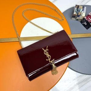 Saint Laurent Medium Kate Tassel Bag In Patent Leather Red/Gold