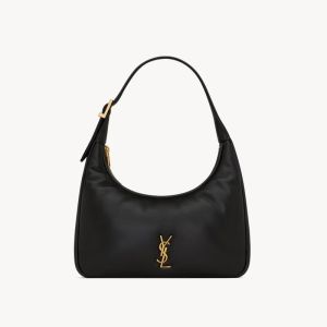Saint Laurent Mini Calypso Hobo Bag In Plunged Lambskin Black/Gold
