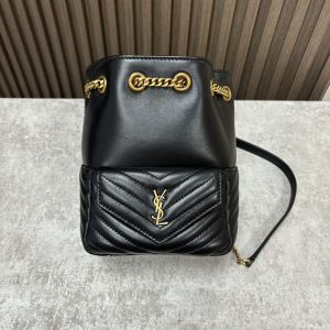 Saint Laurent Mini Joe Bucket Bag In Quilted Lambskin Black/Gold