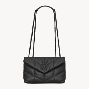 Saint Laurent Mini Loulou Puffer Bag In Quilted Lambskin Black
