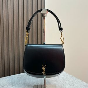 Saint Laurent Mini Voltaire Top Handle Bag In Box Leather Black/Gold