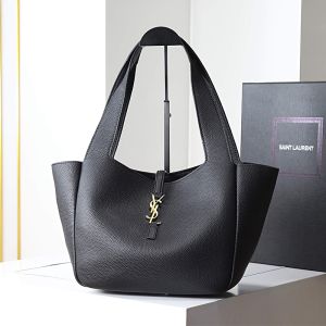 Saint Laurent Small LE 5 A 7 Bea Tote In Grained Leather Black/Gold