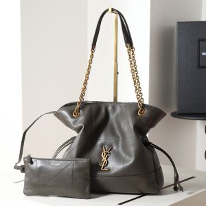 Saint Laurent Small Jamie Shopping Bag In Lambskin Olive/Gold