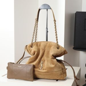 Saint Laurent Small Jamie Shopping Bag In Suede Brown/Gold