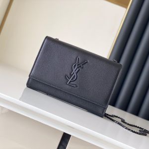 Saint Laurent Small Kate Bag In Grain De Poudre Leather Black