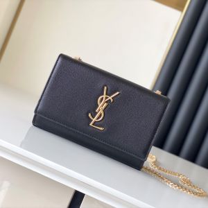 Saint Laurent Small Kate Bag In Grain De Poudre Leather Black/Gold