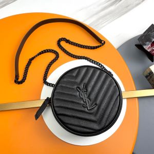 Saint Laurent Vinyle Round Camera Bag In Grained Matelasse Leather Black