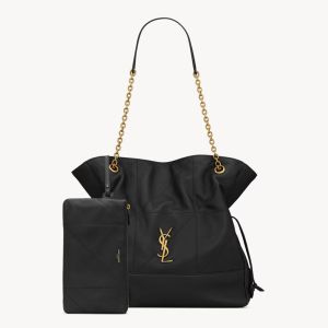 Saint Laurent Jamie Shopping Bag In Lambskin Black/Gold