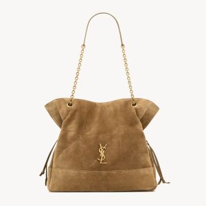 Saint Laurent Jamie Shopping Bag In Suede Beige