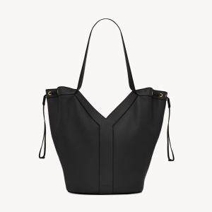 Saint Laurent Large Y Hobo Bag In Calfskin Black