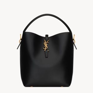 Saint Laurent Medium Le 37 Bucket Bag In Shiny Leather Black/Gold