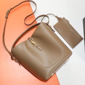 Saint Laurent Small Le 37 Bucket Bag In Shiny Leather Camel/Gold