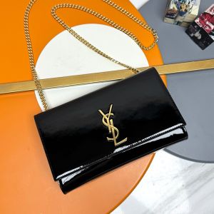 Saint Laurent Medium Kate Bag In Patent Leather Black/Gold