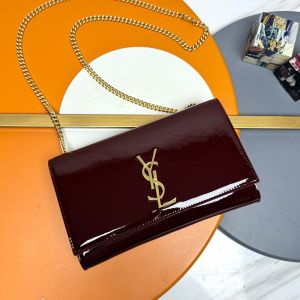 Saint Laurent Medium Kate Bag In Patent Leather Red/Gold