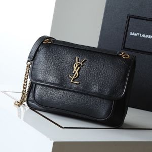 Saint Laurent Medium Niki Bag In Grained Lambskin Black/Gold