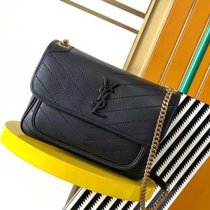 Saint Laurent Medium Niki Bag In Lambskin Black/Gold