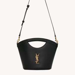 Saint Laurent Mini Celia Tote In Smooth Leather Black/Gold