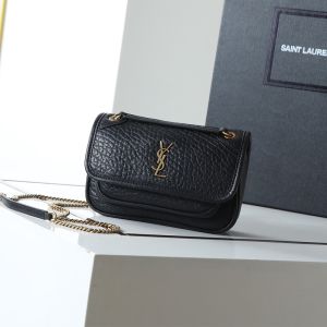 Saint Laurent Mini Niki Bag In Grained Lambskin Black/Gold