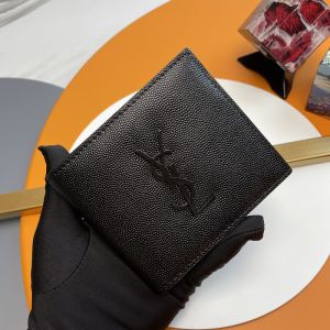 Saint Laurent Small Monogram East/West Wallet In Grained Leather Black