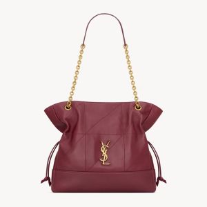 Saint Laurent Small Jamie Shopping Bag In Lambskin Burgundy/Gold