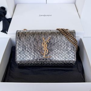 Saint Laurent Small Kate Bag In Python Leather Grey/Gold