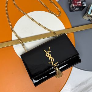 Saint Laurent Small Kate Tassel Bag In Patent Leather Black/Gold