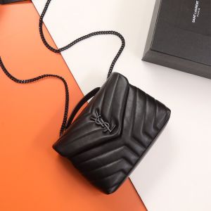 Saint Laurent Small Loulou Chain Bag In Y Matelasse Leather Black