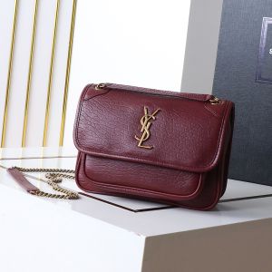 Saint Laurent Small Niki Bag In Grained Lambskin Red/Gold