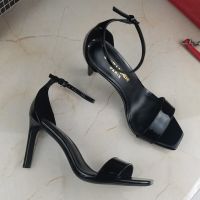 Saint Laurent Amber Heeled Sandals Women Patent Leather Black