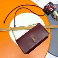 Saint Laurent Cassandre Phone Holder In Box Leather Red/Gold