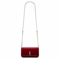 Saint Laurent Cassandre Phone Holder In Patent Leather Red/Gold
