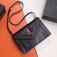 Saint Laurent Gaby Satchel In Crocodile Embossed Leather Black