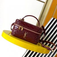 Saint Laurent Gaby Vanity Bag In Patent Leather Red/Gold