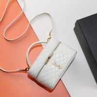 Saint Laurent Gaby Vanity Bag In Quilted Lambskin White/Gold