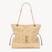 Saint Laurent Jamie Shopping Bag In Raffia Beige